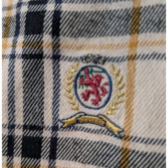 Vintage 90s Tommy Hilfiger Size XL Shirt Flannel Crest Plaid Cotton Button Down - Picture 4 of 8
